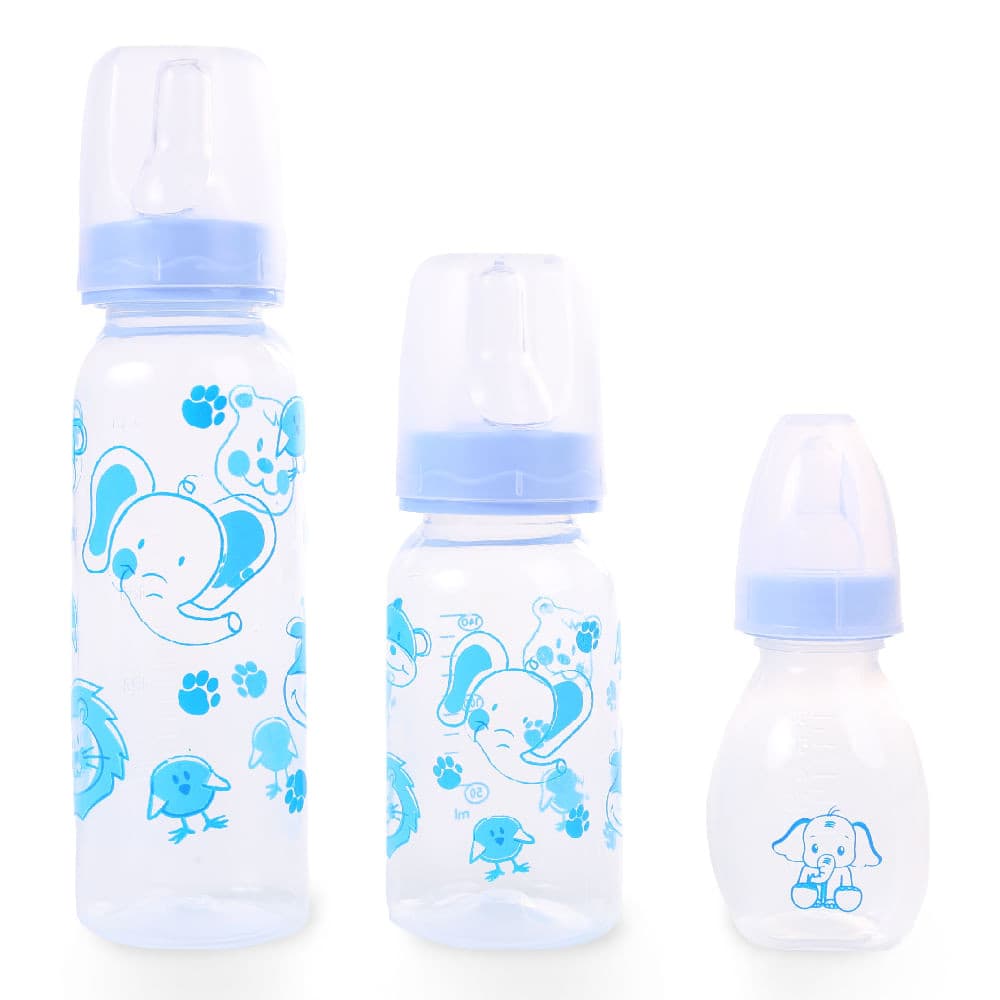 Kit Mamadeira Bebê Azul Anplas Bico Silicone - 03 Unidades