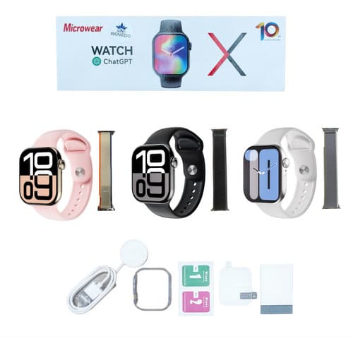 Smartwatch  W10 46 mm Series 10 2025  Ip68 2 Pulseira Capa Pelicula Relogio Microwear Original