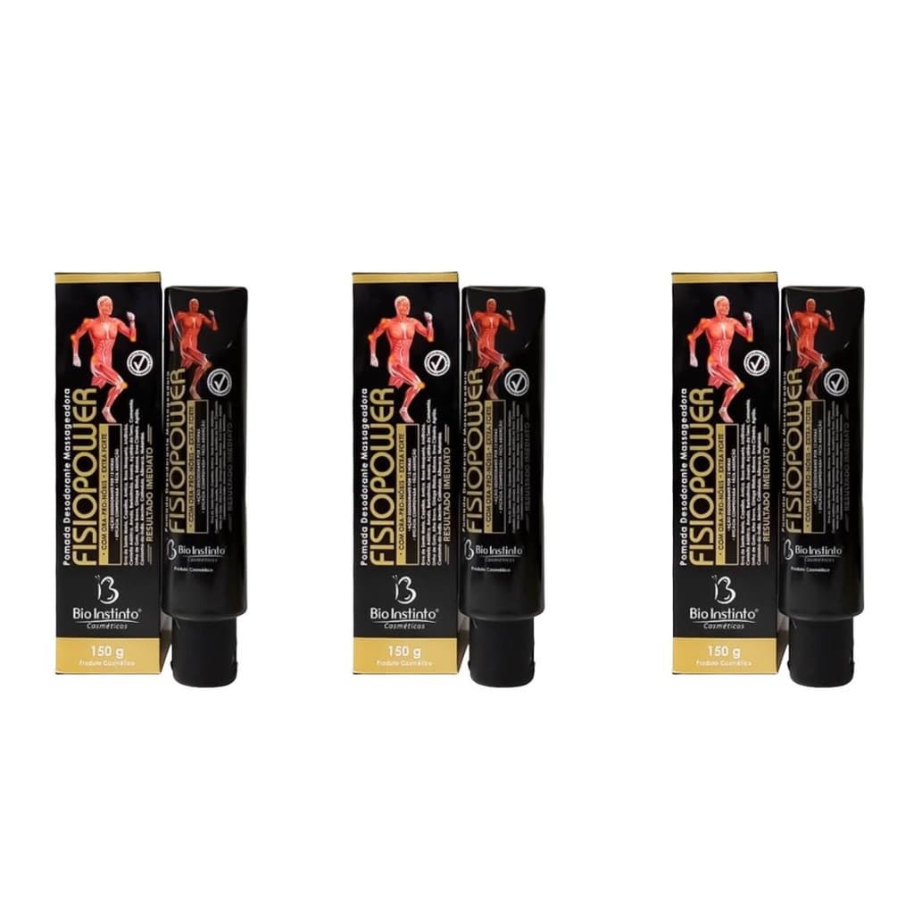 Kit com 3 Pomadas Massageadora Fisio Power 150g - Bio Instinto