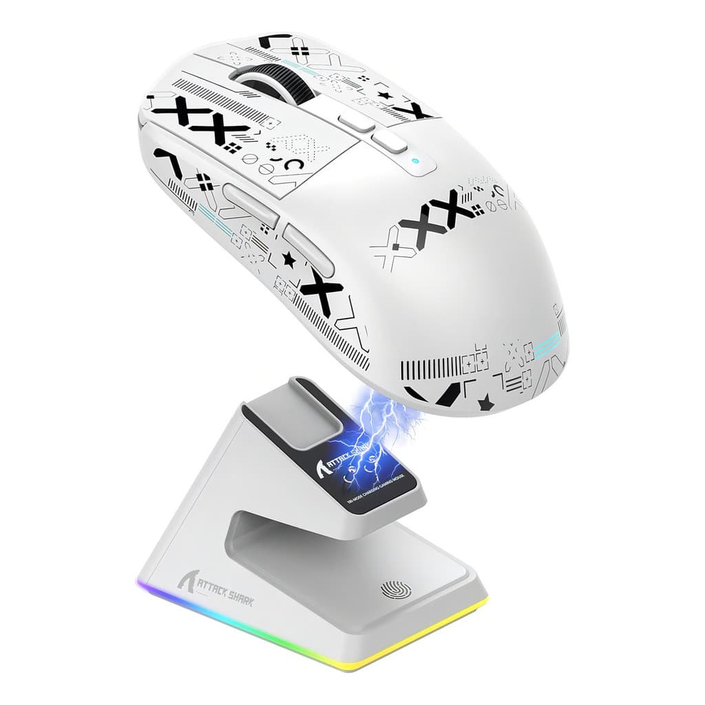 Mouse Gamer Sem Fio 2.4GHz Bluetooth Paw3395 Tri-Mode 26000 Dpi Branco X6