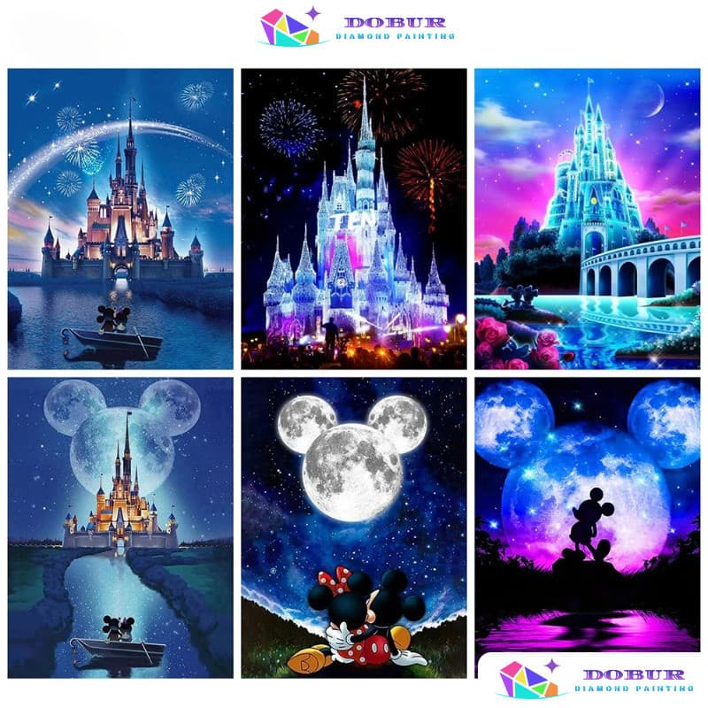 DOBUR | Conjunto De Pintura Diamante Disney Castl 5D DIY Redondo/Quadrado Completo Broca Lona Com Número Artesanato Pres
