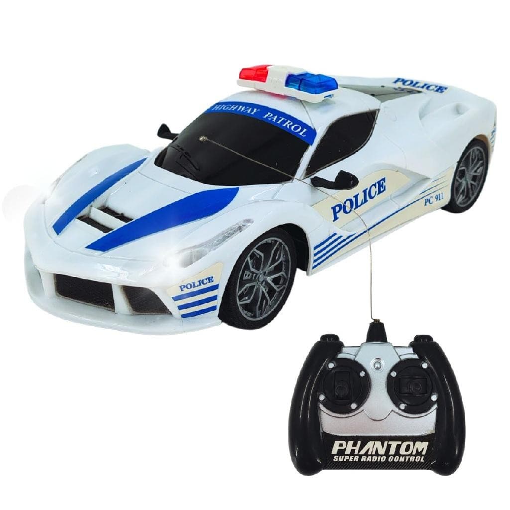 Brinquedo Carrinho Polícia Pica Pau com Controle Remoto – Luzes, 26cm, Estilo Supercarro