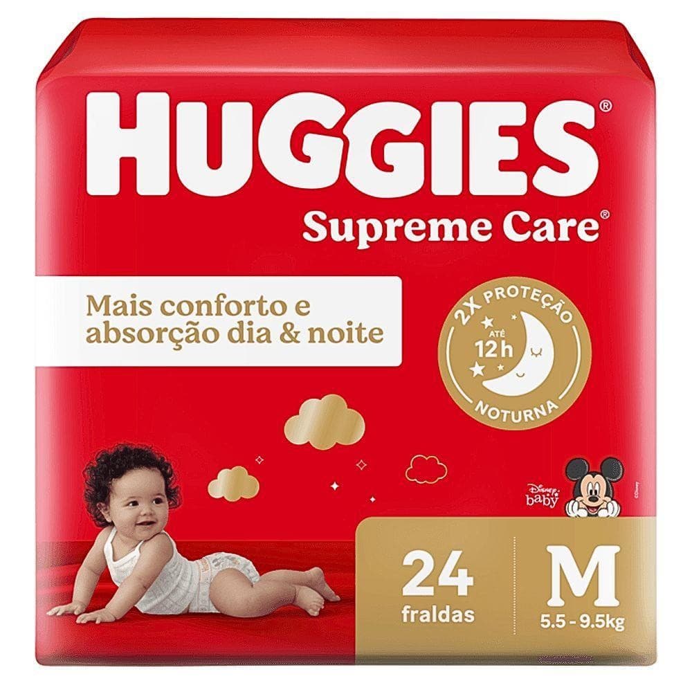 HUGGIES FRALDAS SUPREME CARE M COM 24 UNIDADES