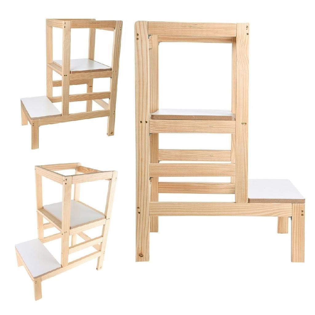 Torre Montessoriana De Aprendizagem Regulavel Brinquedo Montessori Com Degrau 3 em 1 Reforçada