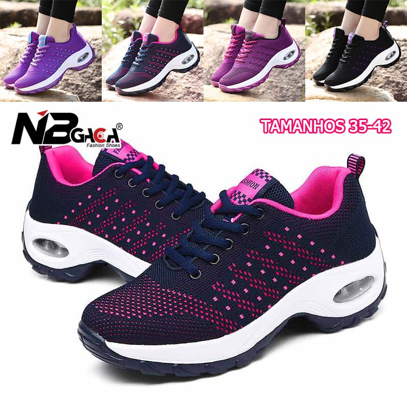 Tênis Feminino Esportivo Leve E Confortável Corrida Ginásio Esportes Com Almofada De Ar Absorvente De Choque De Caminhad