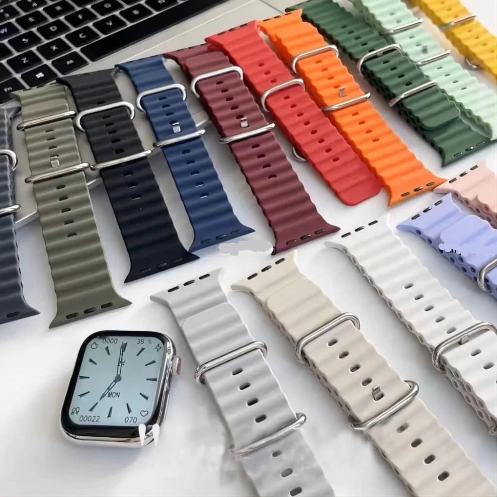 Pulseira de smartwatch De Silicone Ocean Straw Capaz Para Relógio Apple Série 8 Ultra Replacement 42mm- 49mm