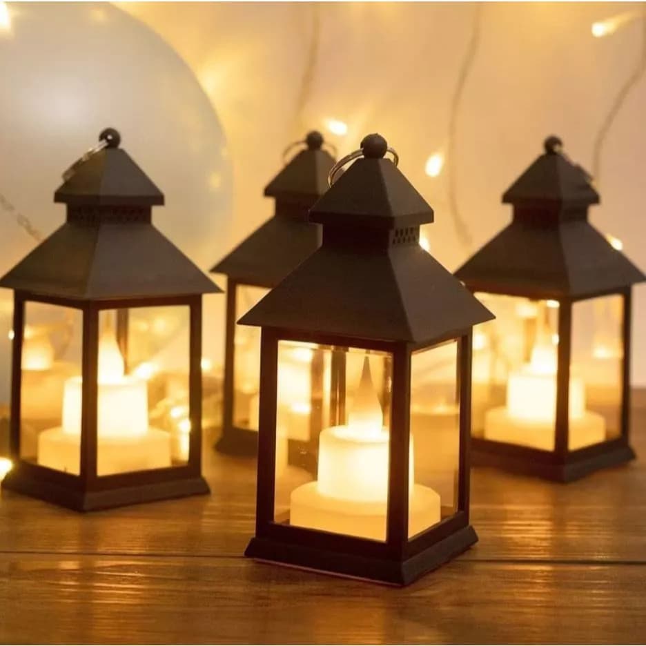Lampião Luminária Tipo Velas Lanterna Led Decoração Romantico Para Festa