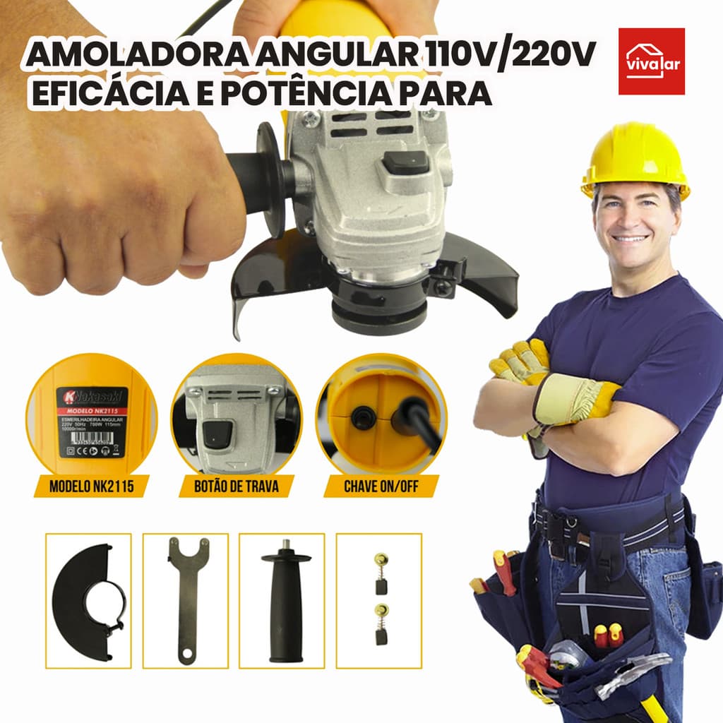 Lixadeira Esmerilhadeira 900W – Cortes e Acabamentos Impecáveis