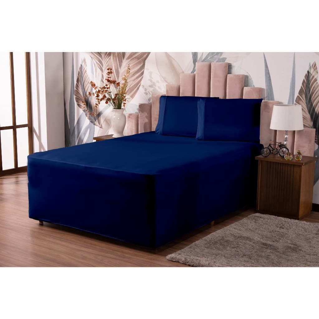 Jogo de Lençol Luva Queen com Elástico 3 Peças Microfibra Macia Toque Suave Lençol de Casal Queen Cama Box Confortável