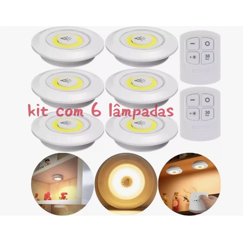 Kit  Luminárias de Emergência LED Branco Quente – Funciona com Pilhas AAA