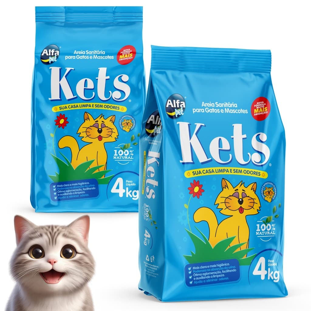 Areia Kets Gatos Sanitaria Higienica Tradicional 4kg Oferta