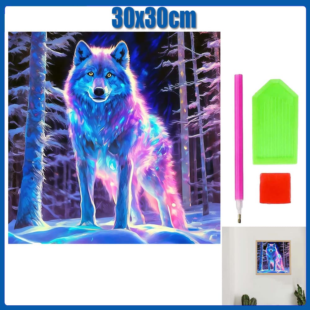 30x30cm lobo da neve Pintura Diamante 5D Pintura de Diamante Conjunto De Pintura Com Diamante Conto De Quadrado 5D Kits