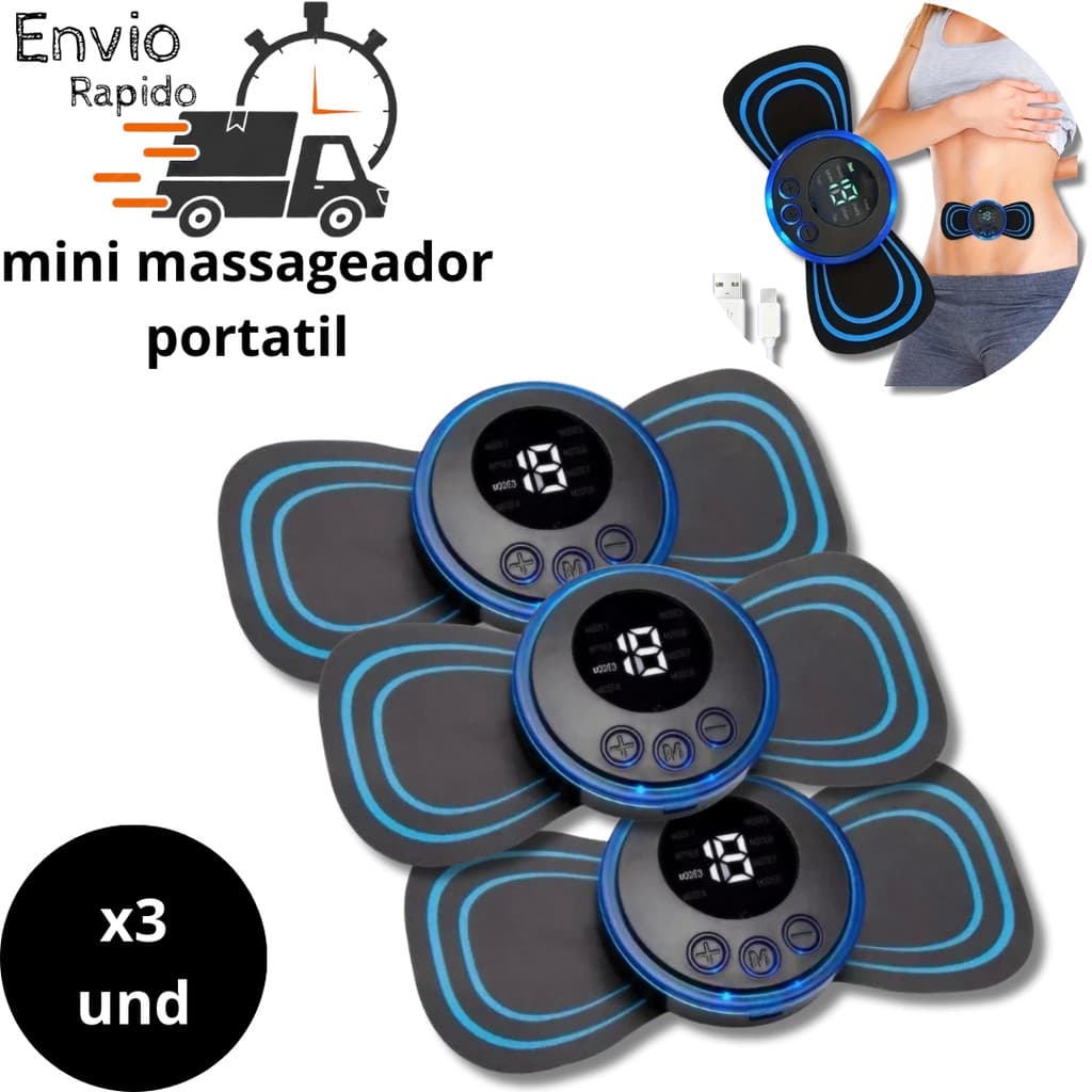 kit 3 massageador eletrico relaxante muscular estimulante sanguineo ems estimulador