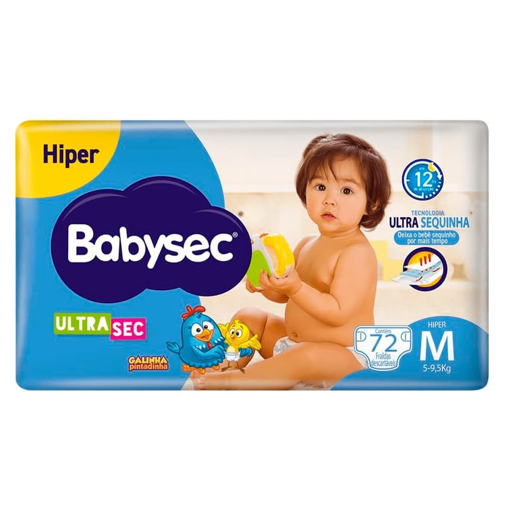 Fralda Babysec Galinha Pintadinha Ultra Sec Hiper M 72 Unidades