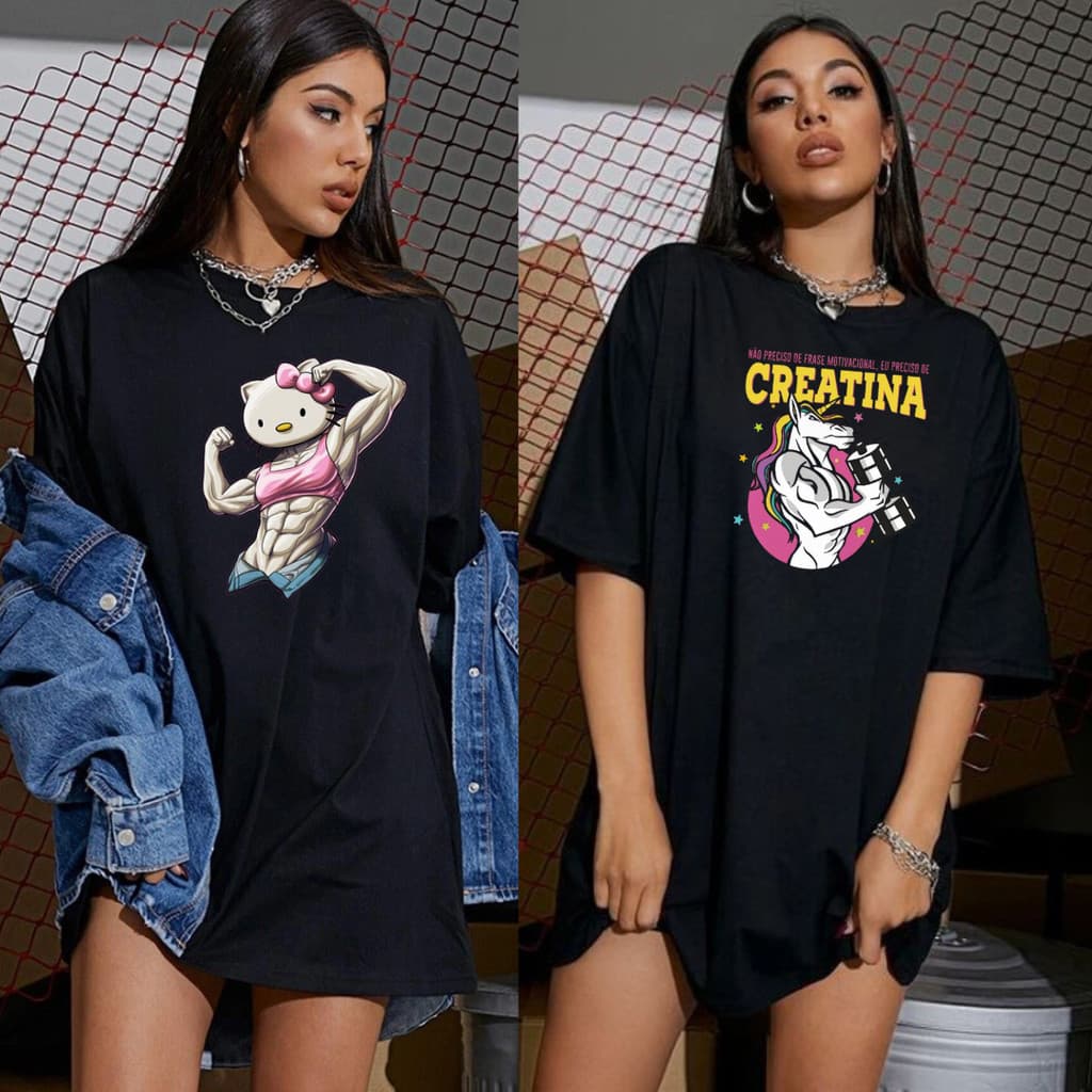Kit 2 Camisetas Blusa Tshirt Academia Feminina Pretas Treino Crossfit Fitness Musculação 858