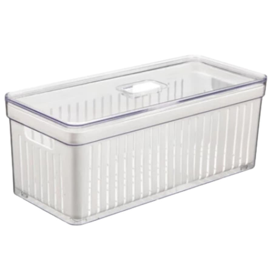 Organizador Geladeira Quadrado 6,8L com Cesto Tampa Multiuso Alimentos Verduras Vegetais Plastutti
