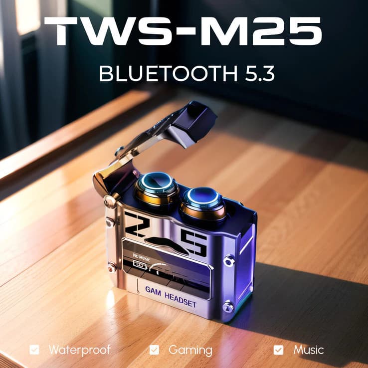 Novo TWS M25 Fone De Ouvido bluetooth 5.3 Sem Fio À Prova D'água 9D Stereo Sports Earbuds LED Microphoe