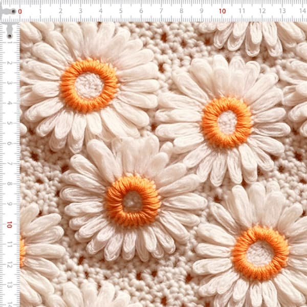 Tecido Tricoline Digital 3D Margaridas do Amanhecer Costura Artesanato Patchwork Pano Ateliê DIY