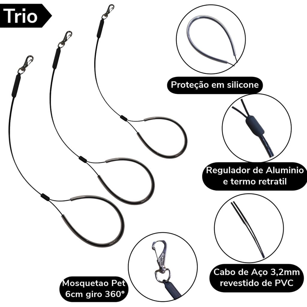 Kit 3 Guias de Contenção Black and Pink Pet Groomer Veterinario Banho e Tosa Caes