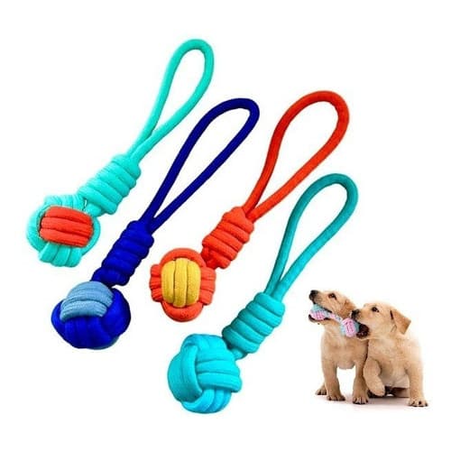 Brinquedo para cachorro cães Corda Mordedor com puxador Pet resistente cachorros pequeno médio porte