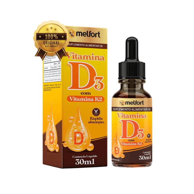 Vitamina D3 2000UI com Vitamina K2 em Gotas 30ml | Melfort
