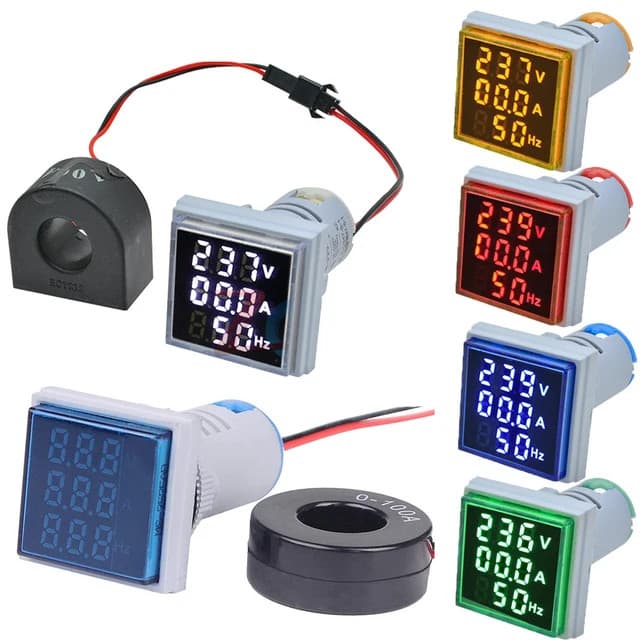 Voltímetro Snetec SVQ3-22 Amperímetro Digital Frequência 0-99Hz 50-500V 100A - Painel Embutir 22mm