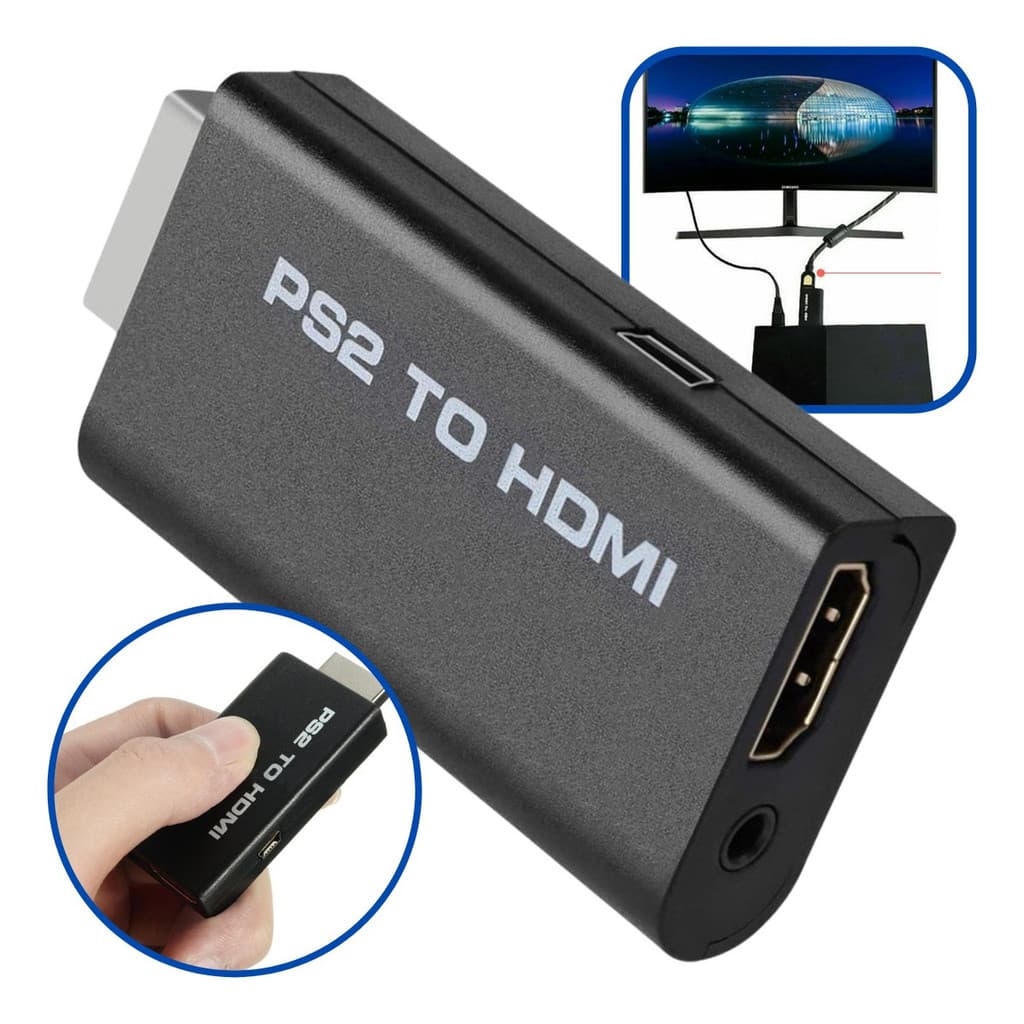 Adaptador Conversor Ps2 P/ Hdmi 720/1080p Video Game TV - PS2 TO HDMI