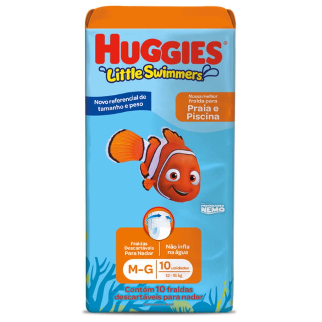 Fralda Calça Praia e Pisicina Huggies Little Swimmers M/G (12 -15KG) - 10 Unidades