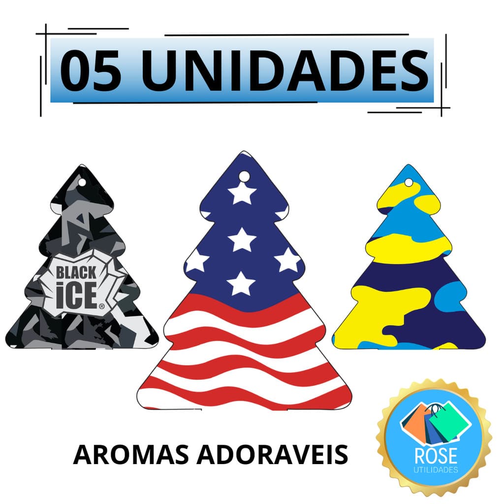 Kit 5 Unidades de Aromatizantes Para Carro Cheirinho Pinheiro Ambiente