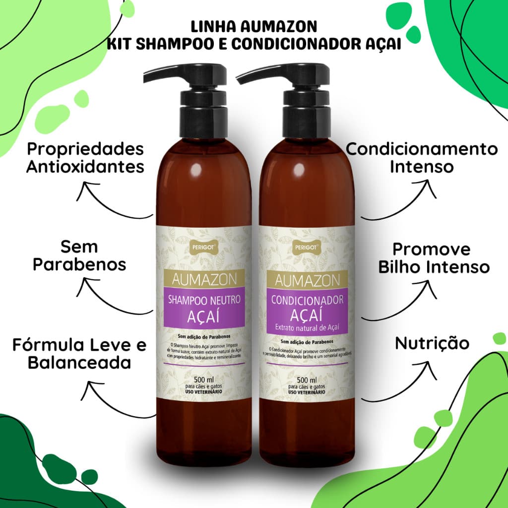 Shampoo e Condicionador Açai Perigot 500ml Cães e Gatos