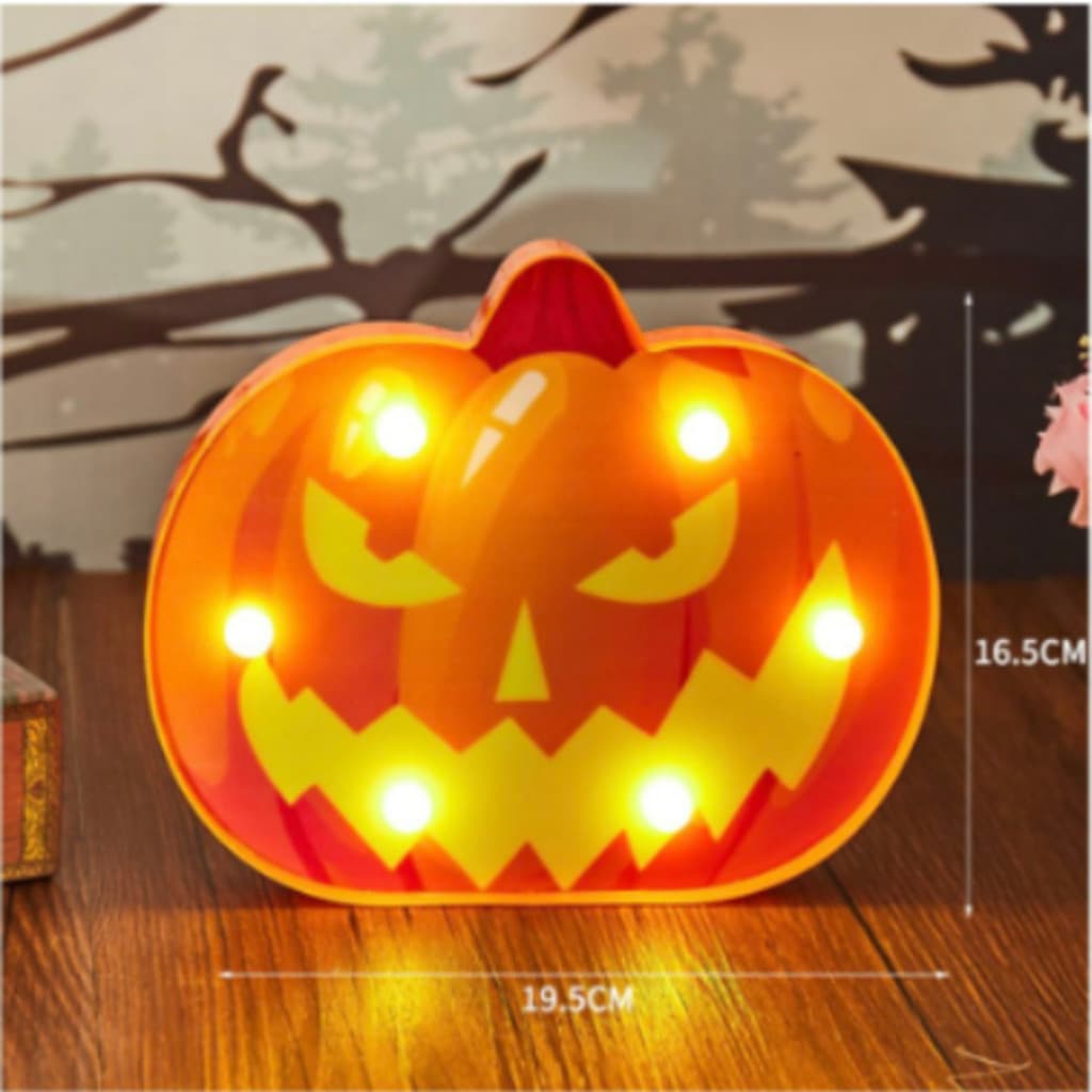 Luminária de led Abóbora Enfeite decoração de mesa ou Festa Halloween 19.6x16.5x3.3cm/led