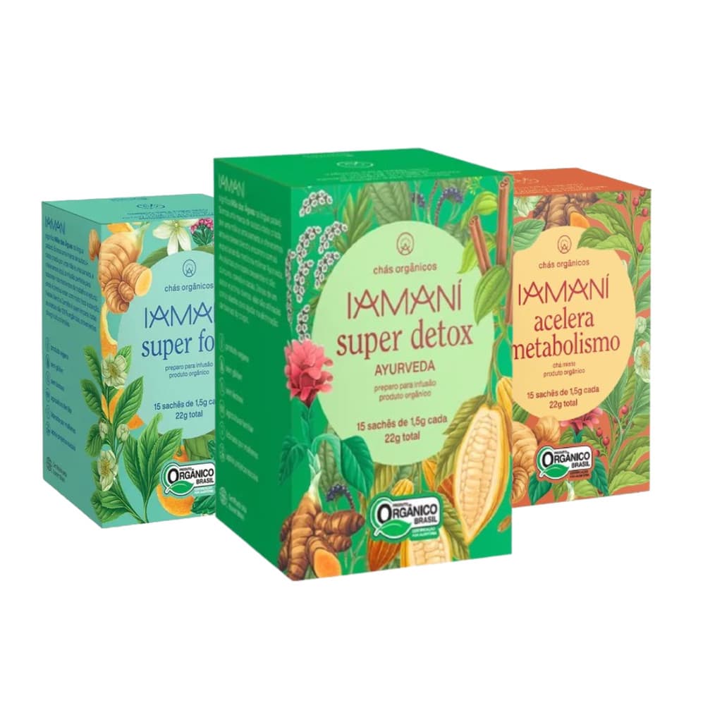 Chá Orgânico Super Detox/Equilibra - Super Foco - Acelera Metabolismo 3cxs