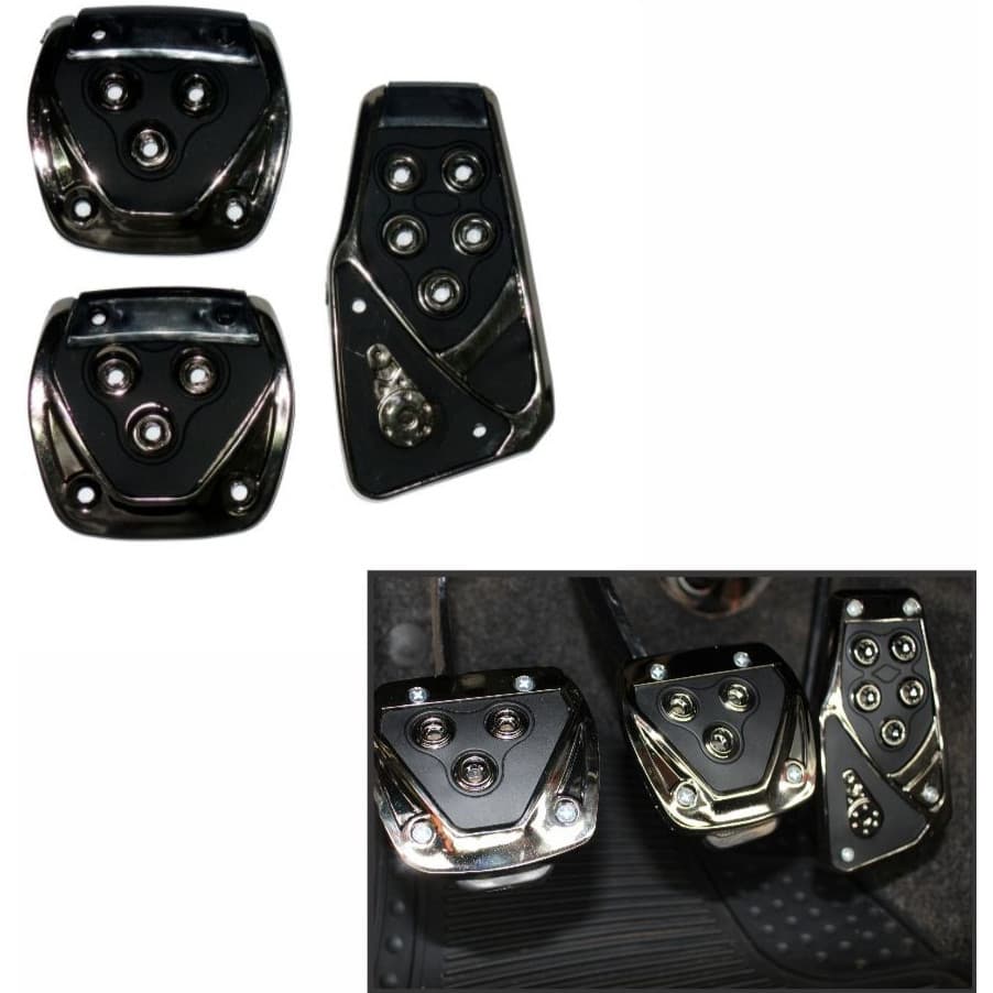 Kit 3 Peças Pedaleiras Esportivas Automotiva Carros Tuning Acessórios Universal preto
