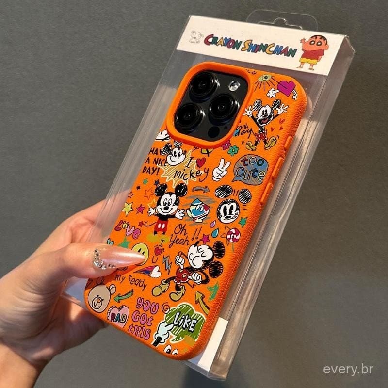 Doodle Wind Mickey QYJS Capas de telefone para IPhone 16 ProMax 15 14 13 12 PRO 11 XSMAX XR XS X 14 15 16 PLUS 7 8 plus 