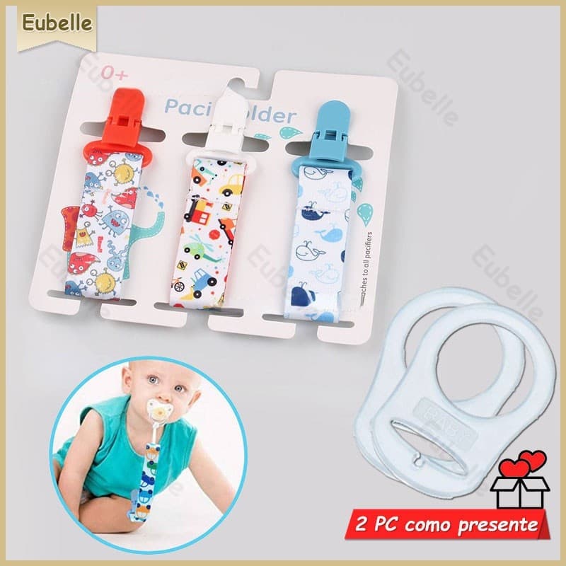 Kit 3 prendedor clipe chupeta de bebê com 2 Pcs adaptador de chupeta porta anti queda cordão