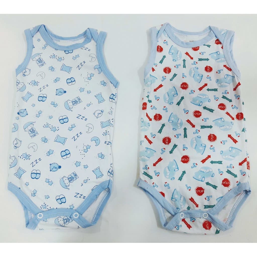 Kit Com 2 Body Curto Bebe Menino Verão Enxoval Algodão 330