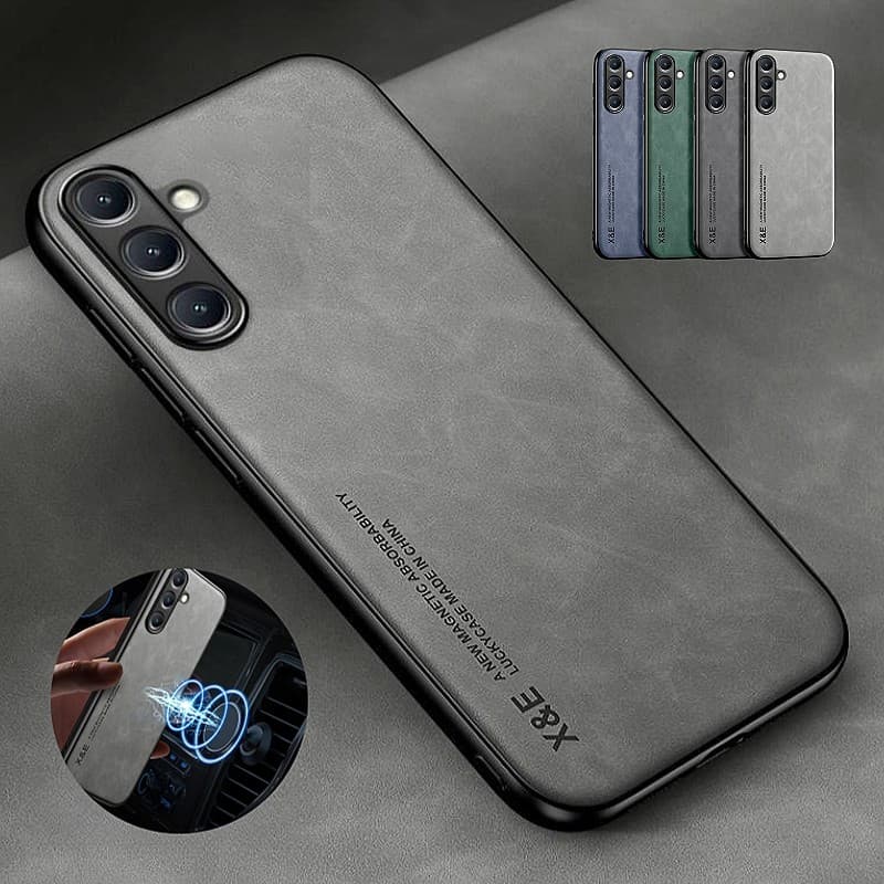 Couro De Luxo À Prova De Choque Caso Para Samsung Galaxy A16 A26 A36 A56 A06 5G Suporte Magnético Do Carro Capa A 56 36 