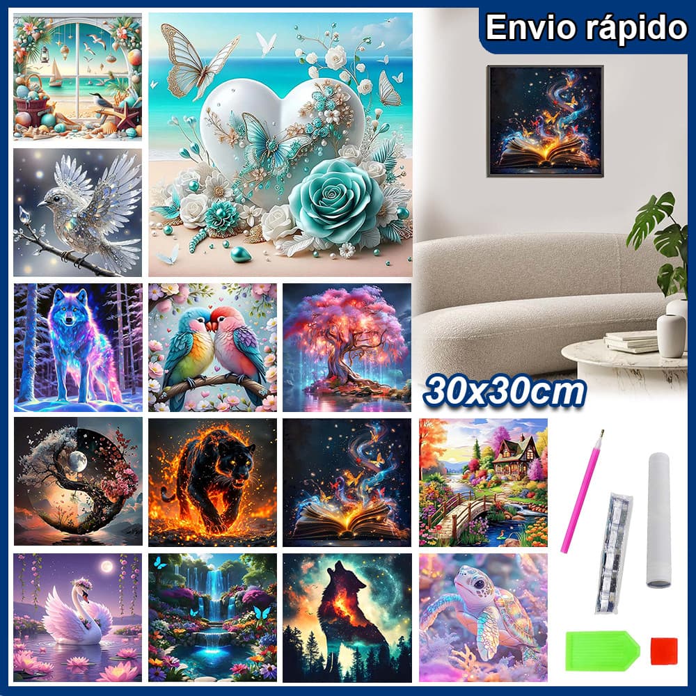 Pintura Diamante 5D Pintura de Diamante Kits De Pintura Diamante Para Adultos quadrado 30x30cm