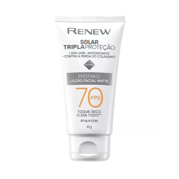 Protetor Solar Facial Matte Renew Tripla Proteção FPS 70 Avon 40g