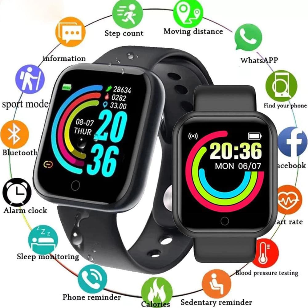 Relógio Inteligente D20 Bluetooth Smartwatch Tela HD Monitor Y68 Lembrete De Chamada
