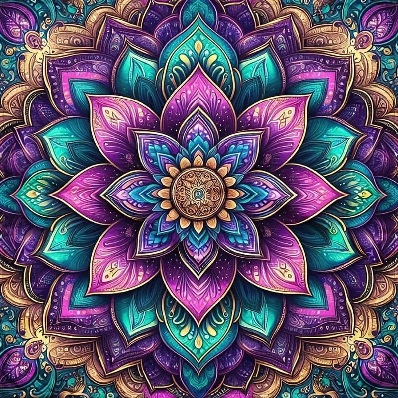 Kit De Pintura De Diamante 5D De Mandala Floral Vibrante-Diamantes Acrílicos Redondos/Quadrados , Arte Em Tela Sem Moldu