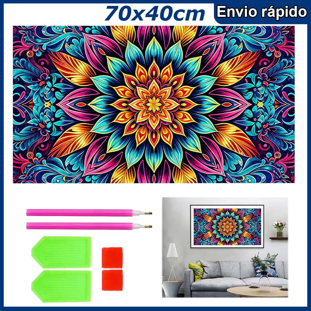 70x40cm Mandala colorida Pintura Diamante 5D Pintura de Diamante Kits De Pintura Diamante Para Adultos Quadrado