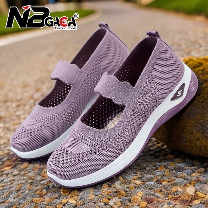 Sapatos Femininos Malha Respirável Confortável Apartamentos Tênis Leves Para Moda Feminina Sapato De Caminhada Plus Size