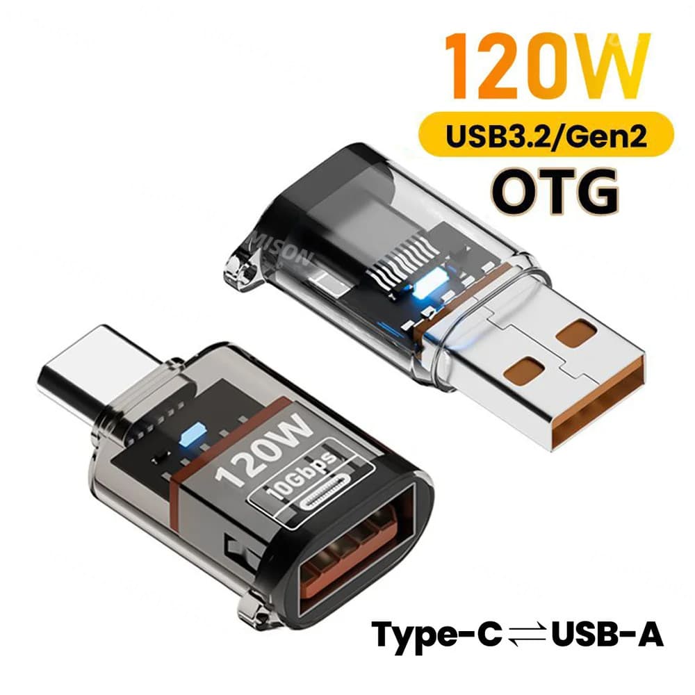 Adaptador USB3.2 Gen2 OTG Fêmea Para USB TypeC Macho Carga Rápida 120W Sincronização De Dados iPhone16 15 Pro Telefone L