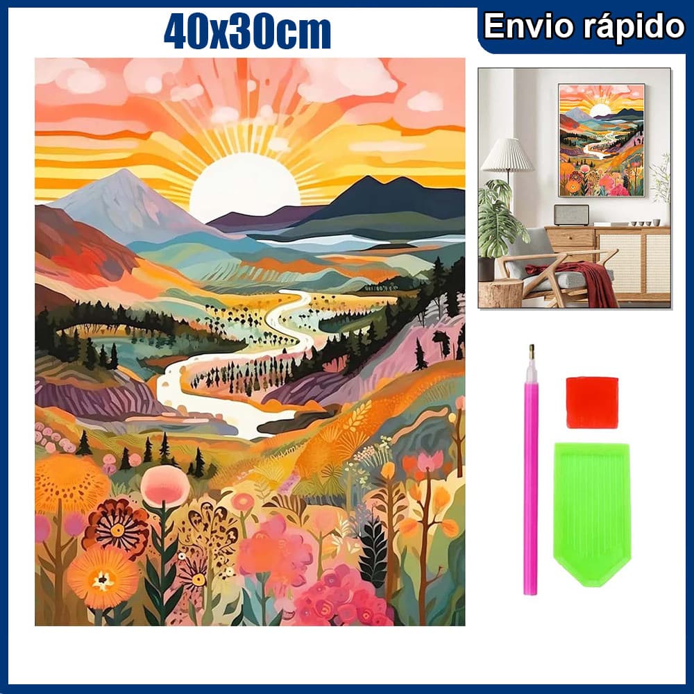 40x30cm Villa Sunrise Pintura Diamante 5D Pintura de Diamante Kits De Pintura Diamante Para Adultos Quadrado