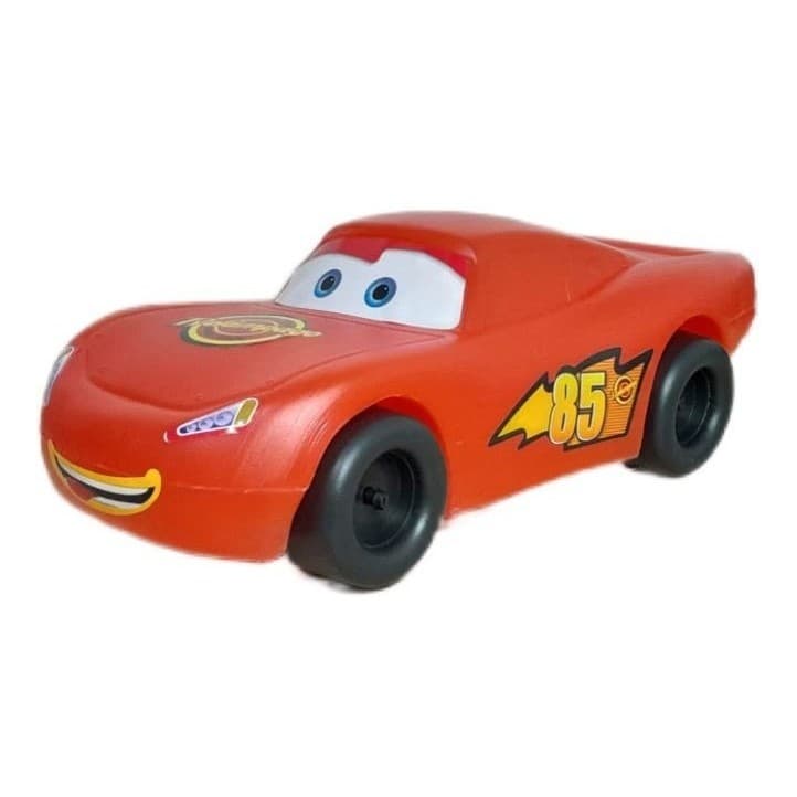 Carrinho De Brinquedo Relâmpago McQueen Menino Vermelho c/ Adesivos Plástico Grande 31CM Carros