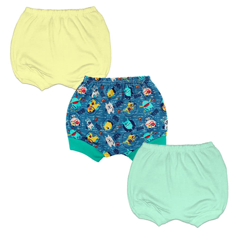 Kit Com 3 - Shorts Tapa Fralda Bebê Unissex Baratinha - Sortidos e Com Pequenos Defeitos
