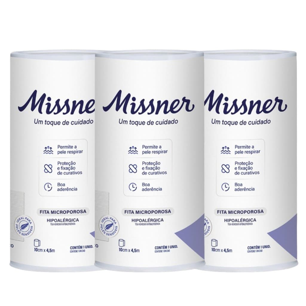 Kit 3 Fita Microporosa Branca 10cm x 4,5m - Missner