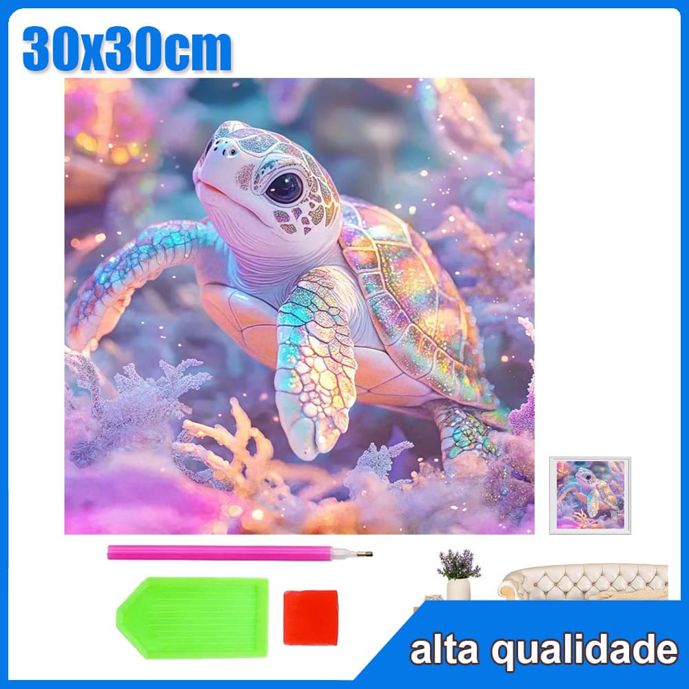30x30cm tartaruga colorida Quadrado Pintura Diamante 5D Pintura de Diamante Pintura Com Diamante A Óleo 5D DIY Pintad