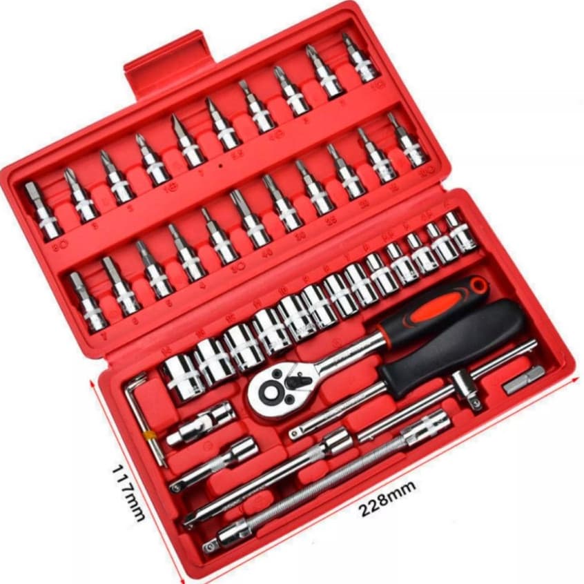 Kit Ferramentas 46 Peças Jogo De Soquetes Chave Catraca Reversível Com Maleta Jogo De Ferramentas Completo Best